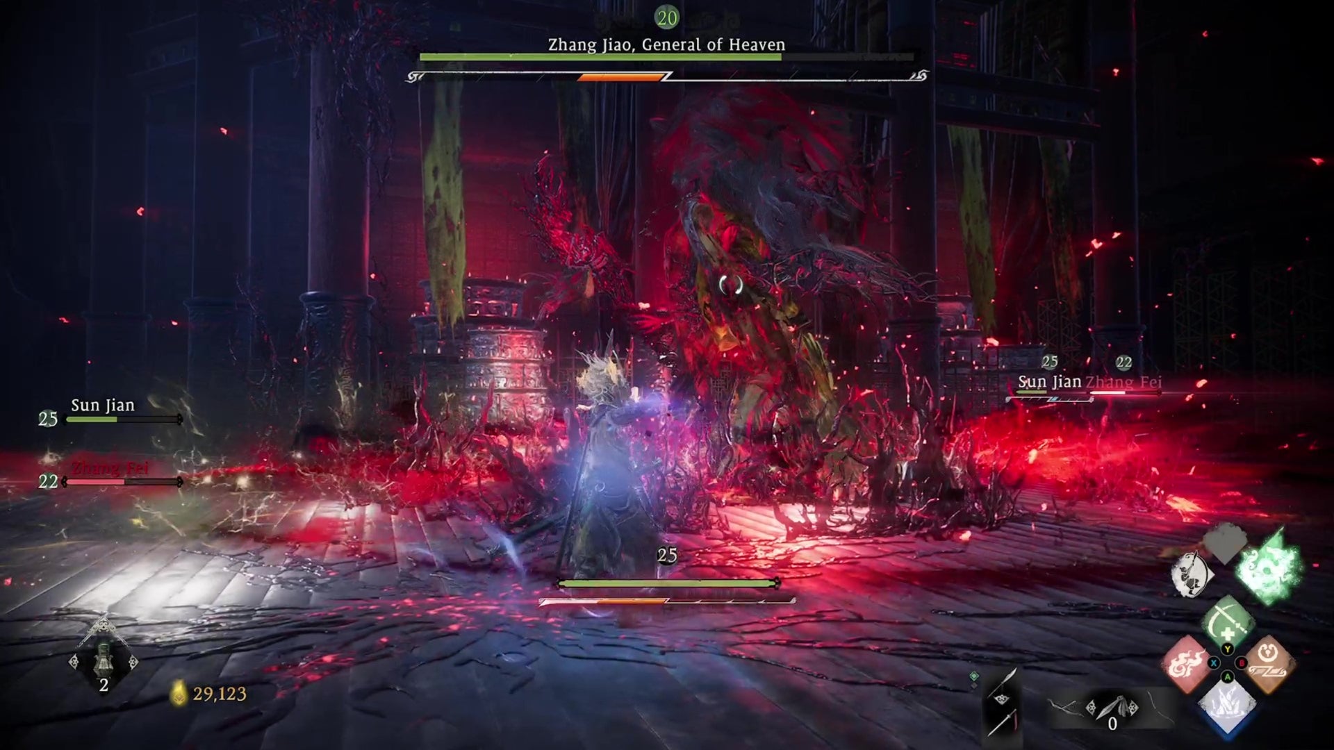 Wo Long Fallen Dynasty, Zhang Jiao&rsquo;s red vine unguardable attack