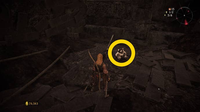 The player in Wo Long stands in front of a Shitieshou panda demon.