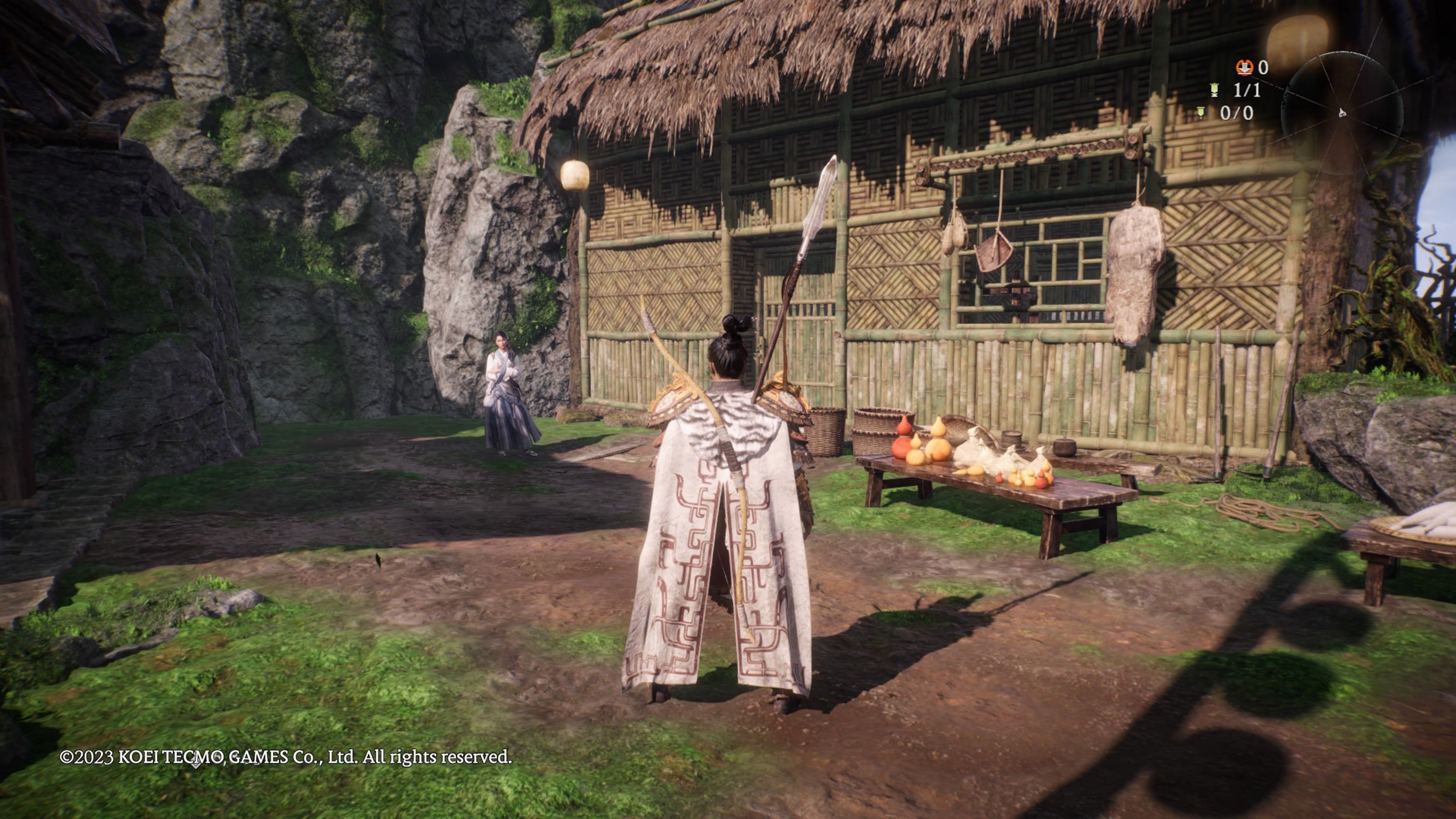 The player standing in front of the Taoist&rsquo;s house in the Hidden Village in Wo Long