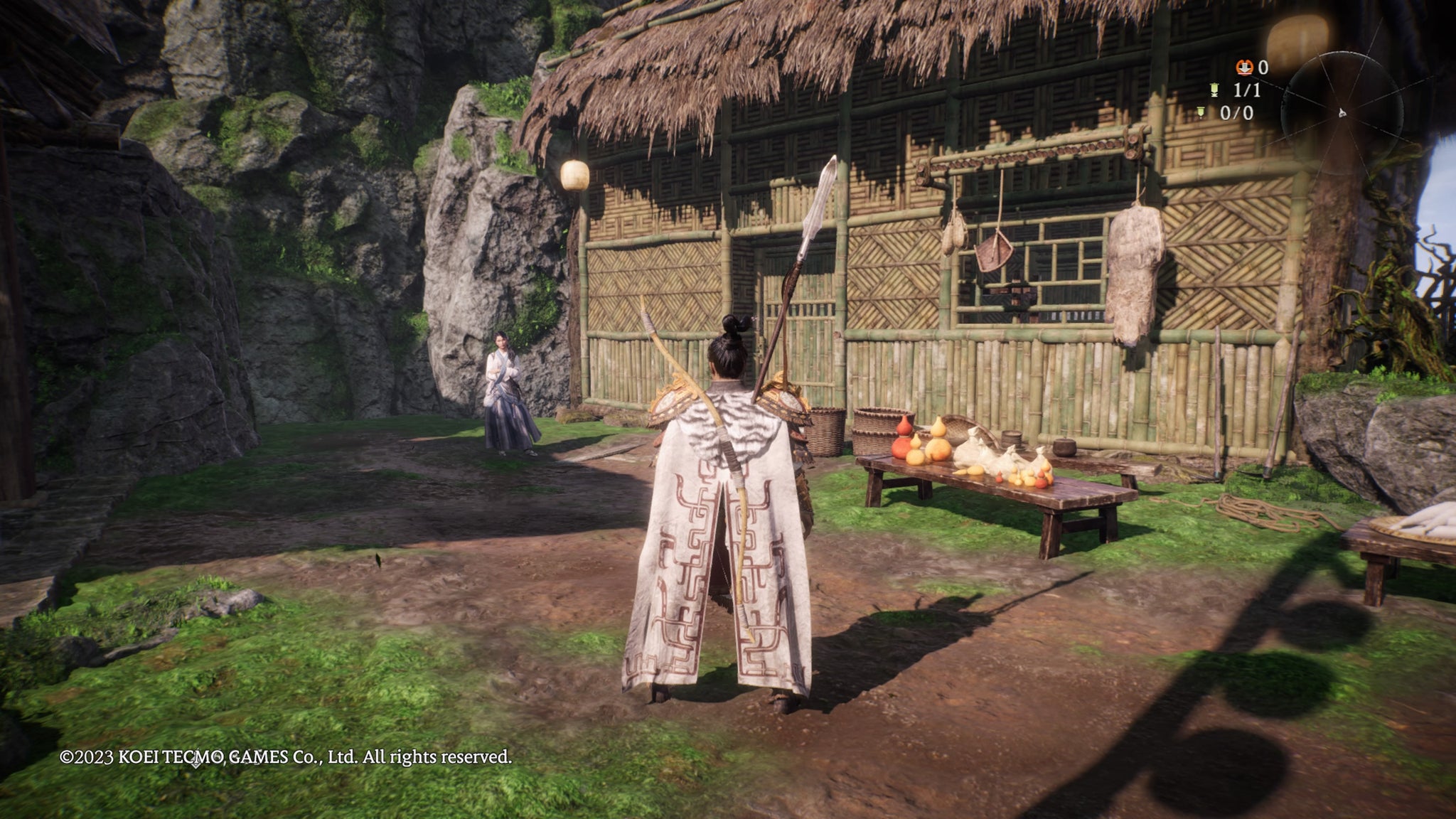 The player standing in front of the Taoist's house in the Hidden Village in Wo Long - 7