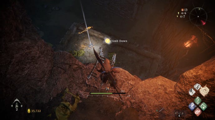 A Wo Long: Fallen Dynasty screenshot of the player standing next to a flag.