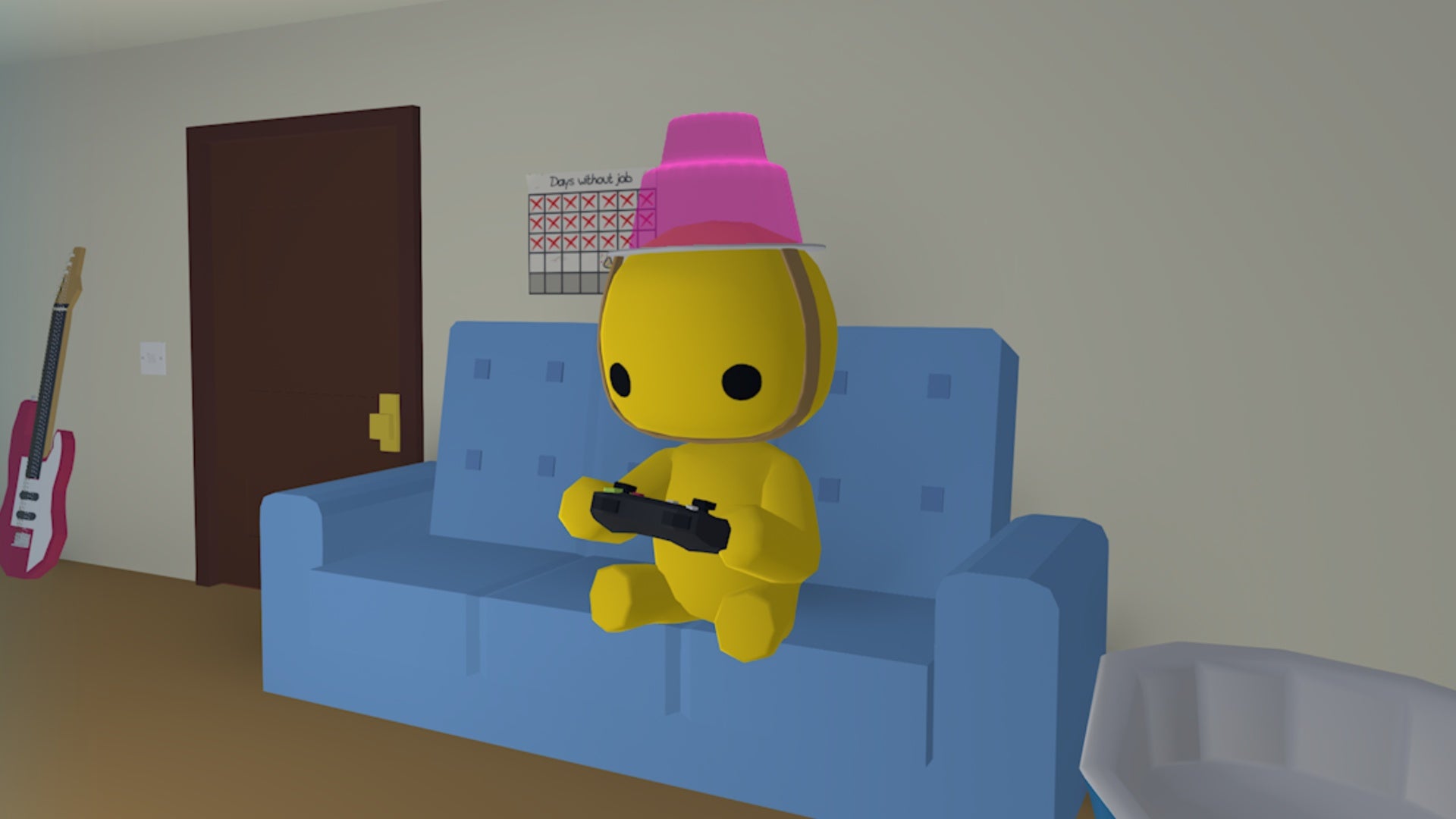 wobbly life jelly hat wobbly on sofa playing a game