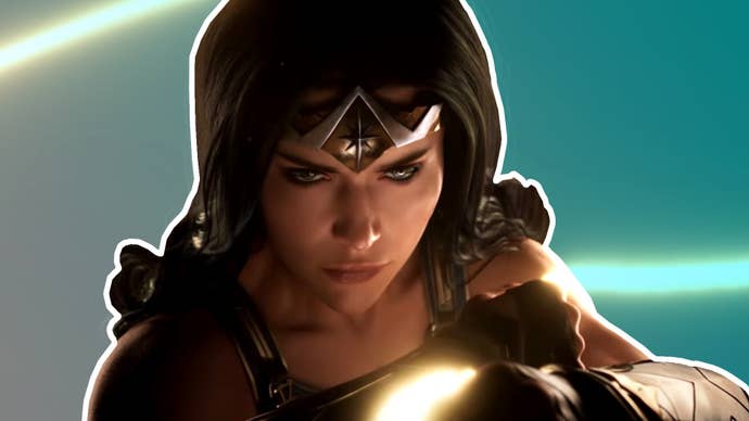 Cut-out of Wonder Woman as seen in developer Monolith’s 2021 teaser trailer.