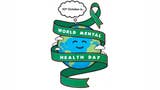 The logo for World Mental Health Day, showing the earth wrapped in a green ribbon.