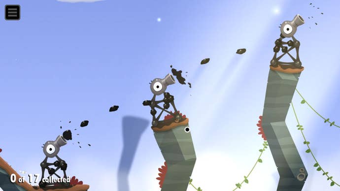 Three goo cannons fire goo from one pillar to another.