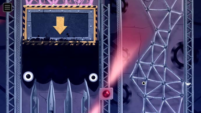 A big jelly blob is slowly crushed against spikes.