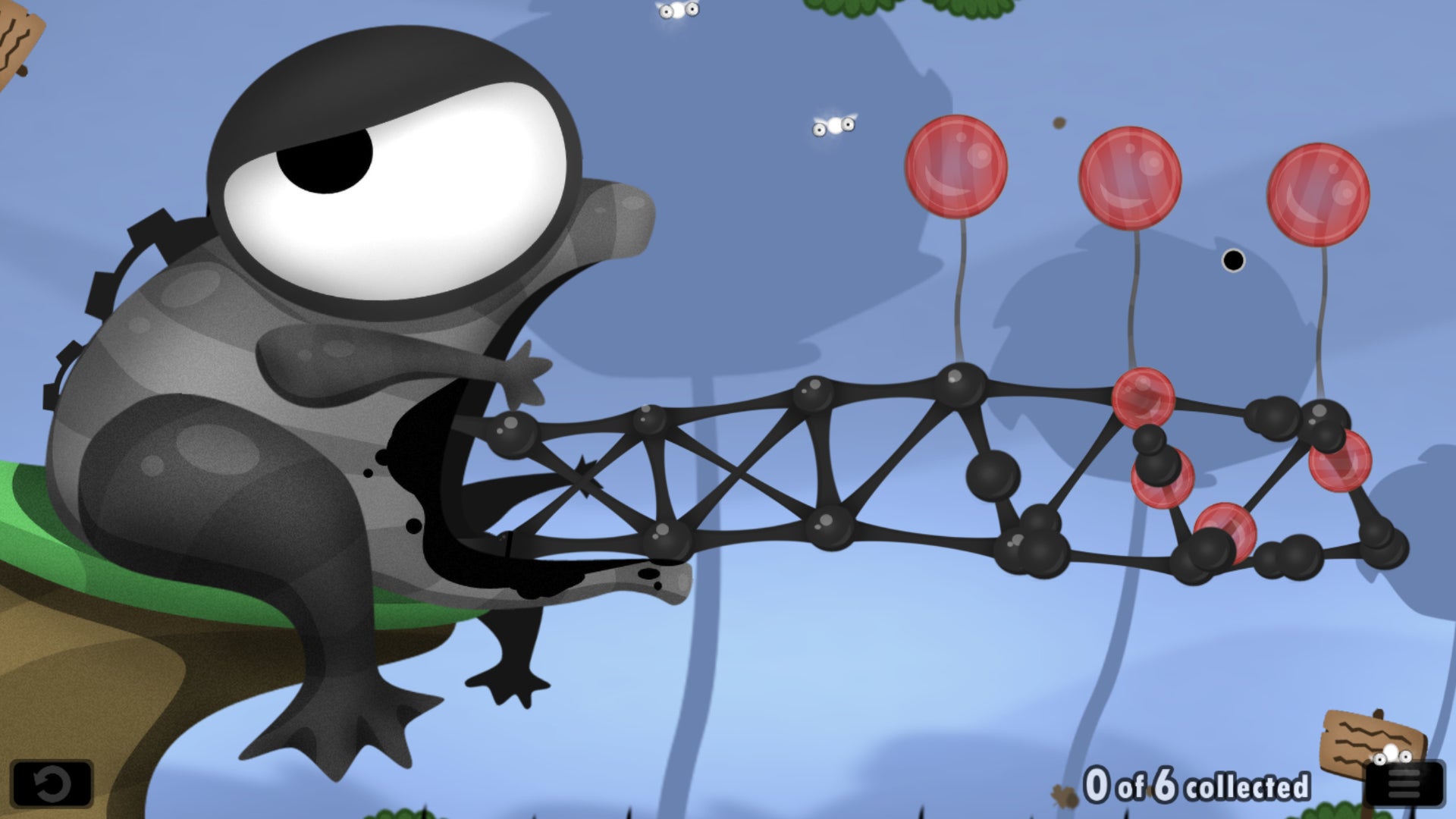 Fisty's Bog is a level in World Of Goo where the player must create a bridge of Goo balls from Fisty's mouth, and keep it aloft using Balloon Goo. - 22