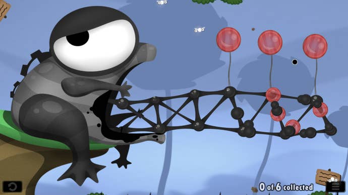 Fisty’s Bog is a level in World Of Goo where the player must create a bridge of Goo balls from Fisty’s mouth, and keep it aloft using Balloon Goo.