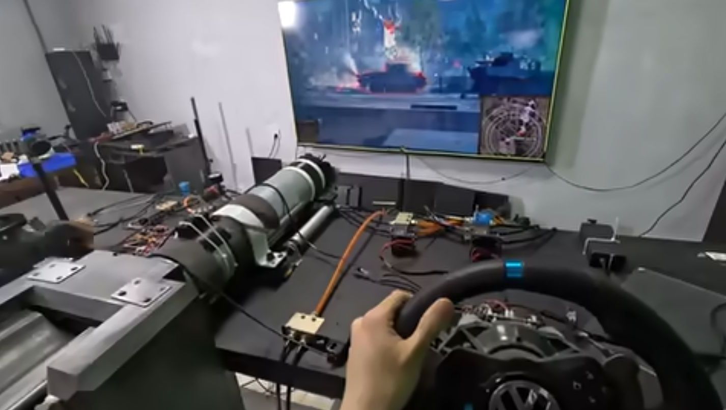 You need an entire crew to pilot this homemade tank simulator