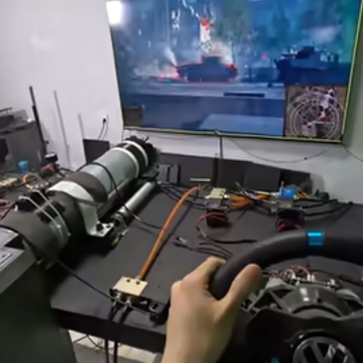You need an entire crew to pilot this homemade tank simulator
