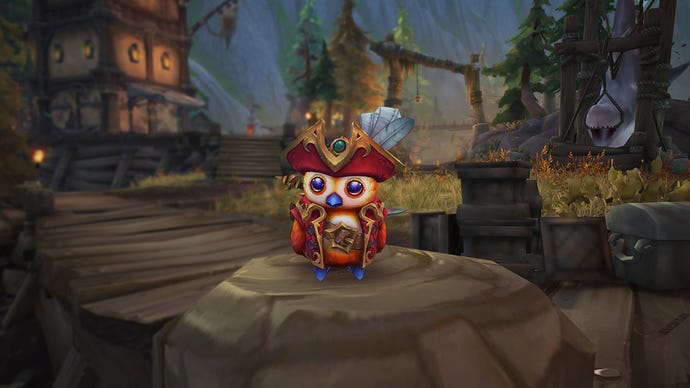 The Pirate Pepe parrot pet in World Of Warcraft: Plunderstorm.