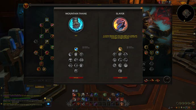 A World of Warcraft screenshot - a screen full of menus and icons showing the new Hero Talents.