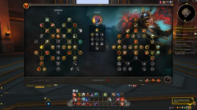 A World of Warcraft screenshot - a screen full of menus and icons showing the new Hero Talents.