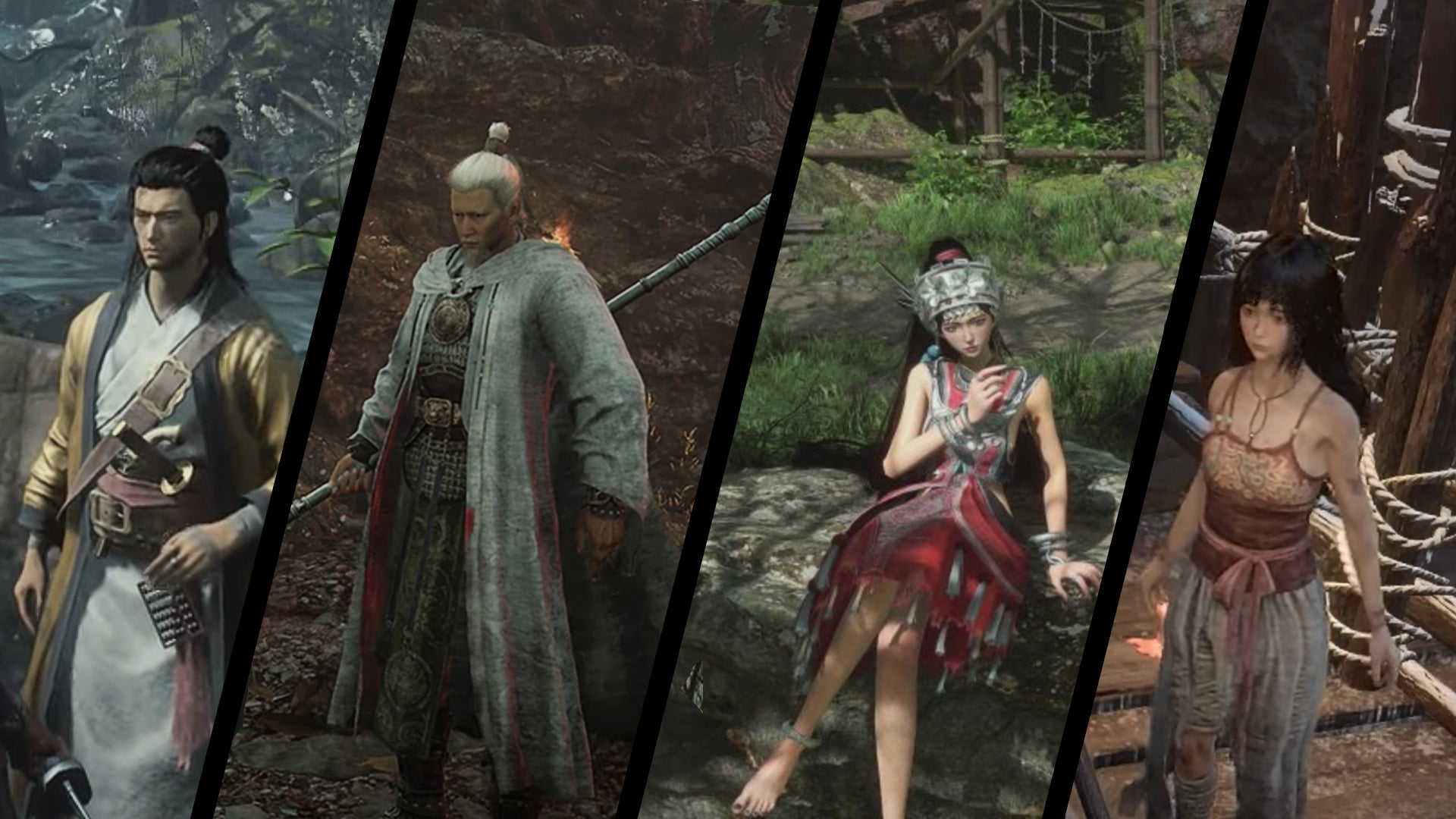 The four NPCs with questlines that must be completed to unlock Wuchang Fallen Feathers' endings - He Youzai, White-Robed Elder, Red-Clad Lady, and Fang Yao. - 4