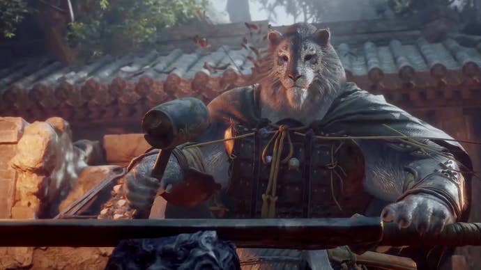 A screenshot showing the blacksmith Yin Tiger in Black Myth: Wukong.