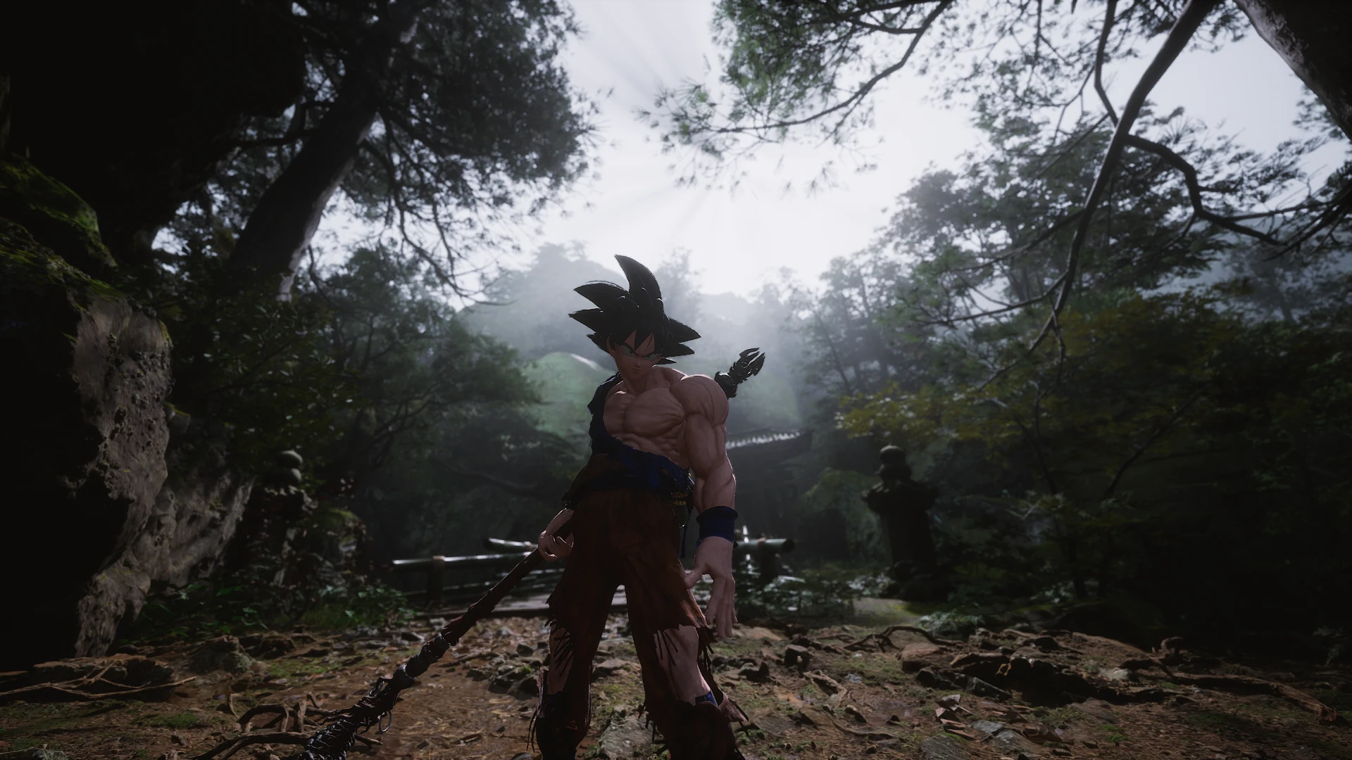 Black Myth: Wukong monkey protagonist as Goku from Jump Force