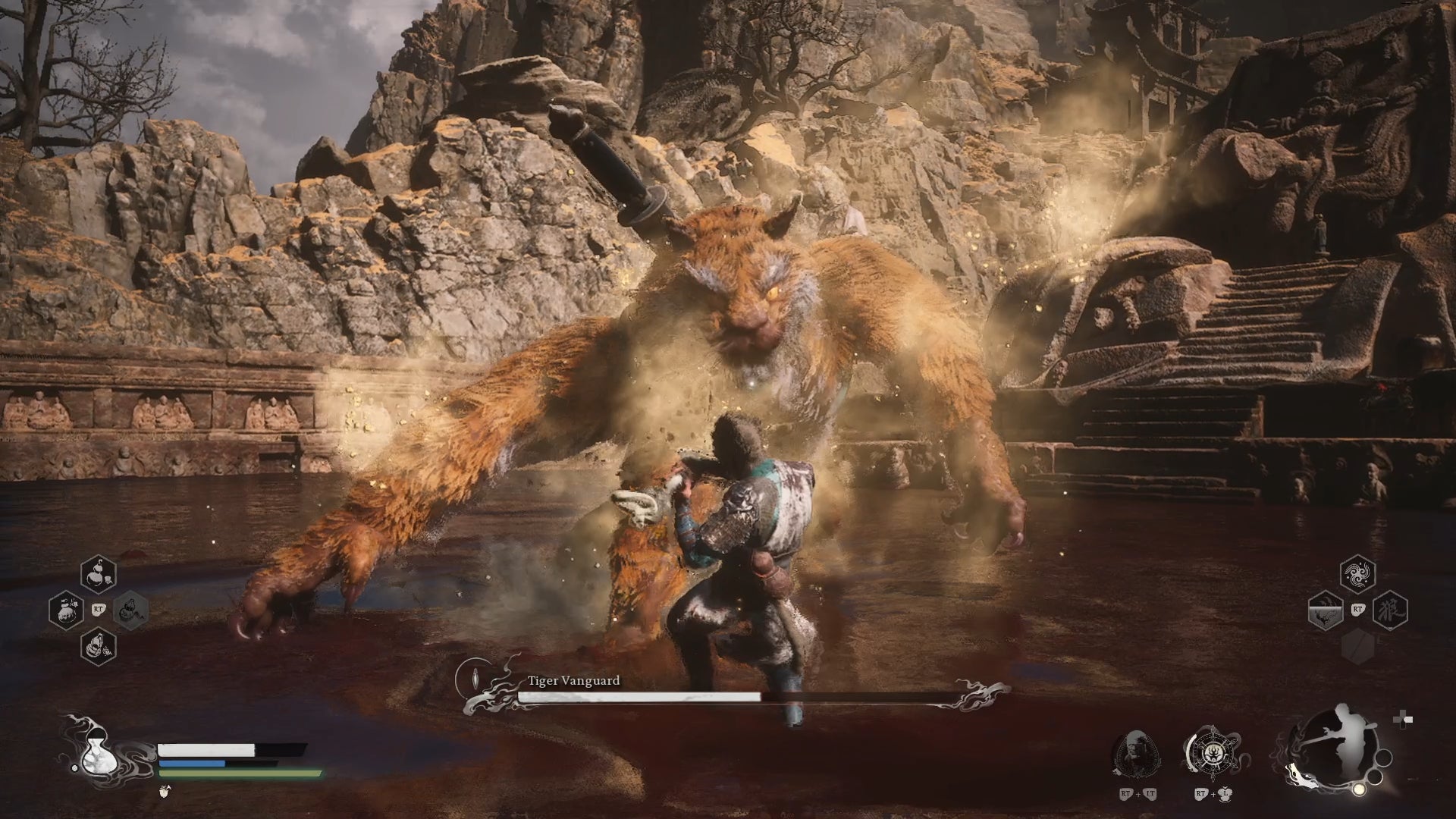 Tiger Vanguard parries an attack from the Destined One in Black Myth: Wukong. - 5