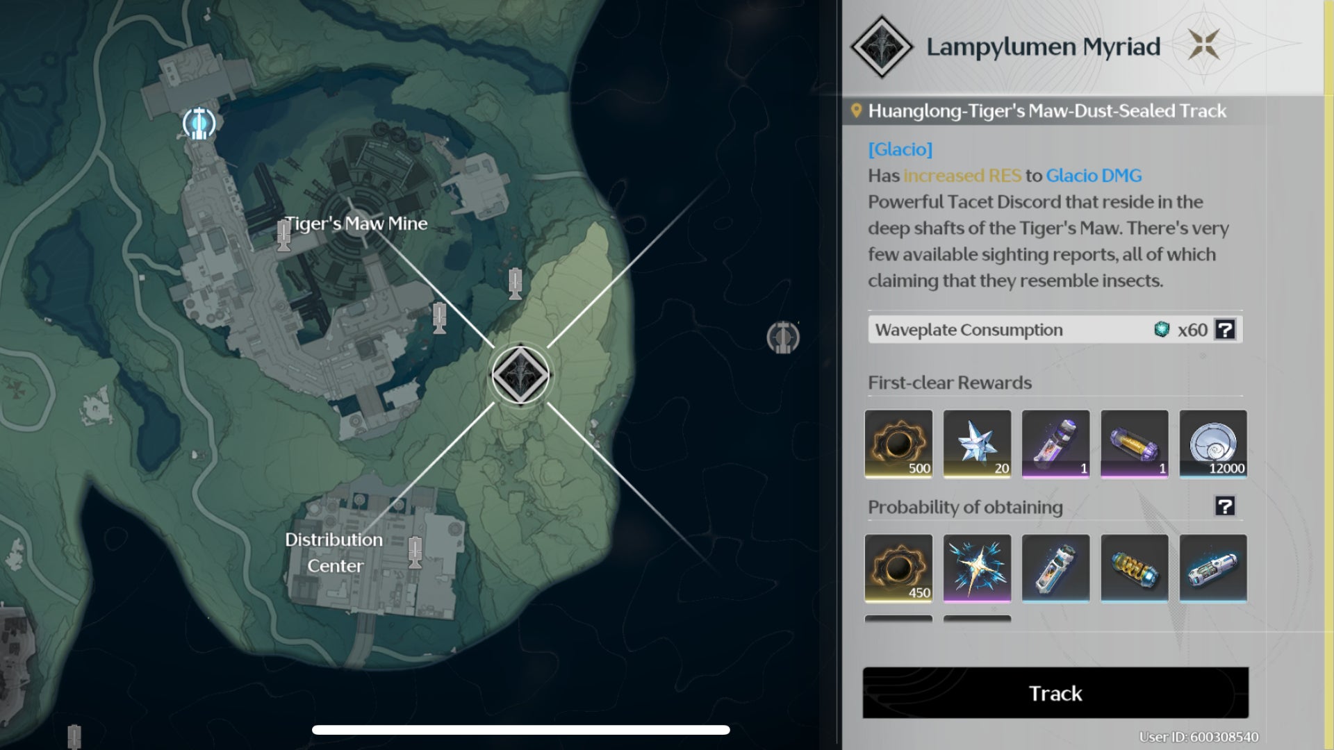 The Map in Wuthering Waves shows the location of Lampylumen Myriad, to the side of Tiger’s Maw Mine. - 3