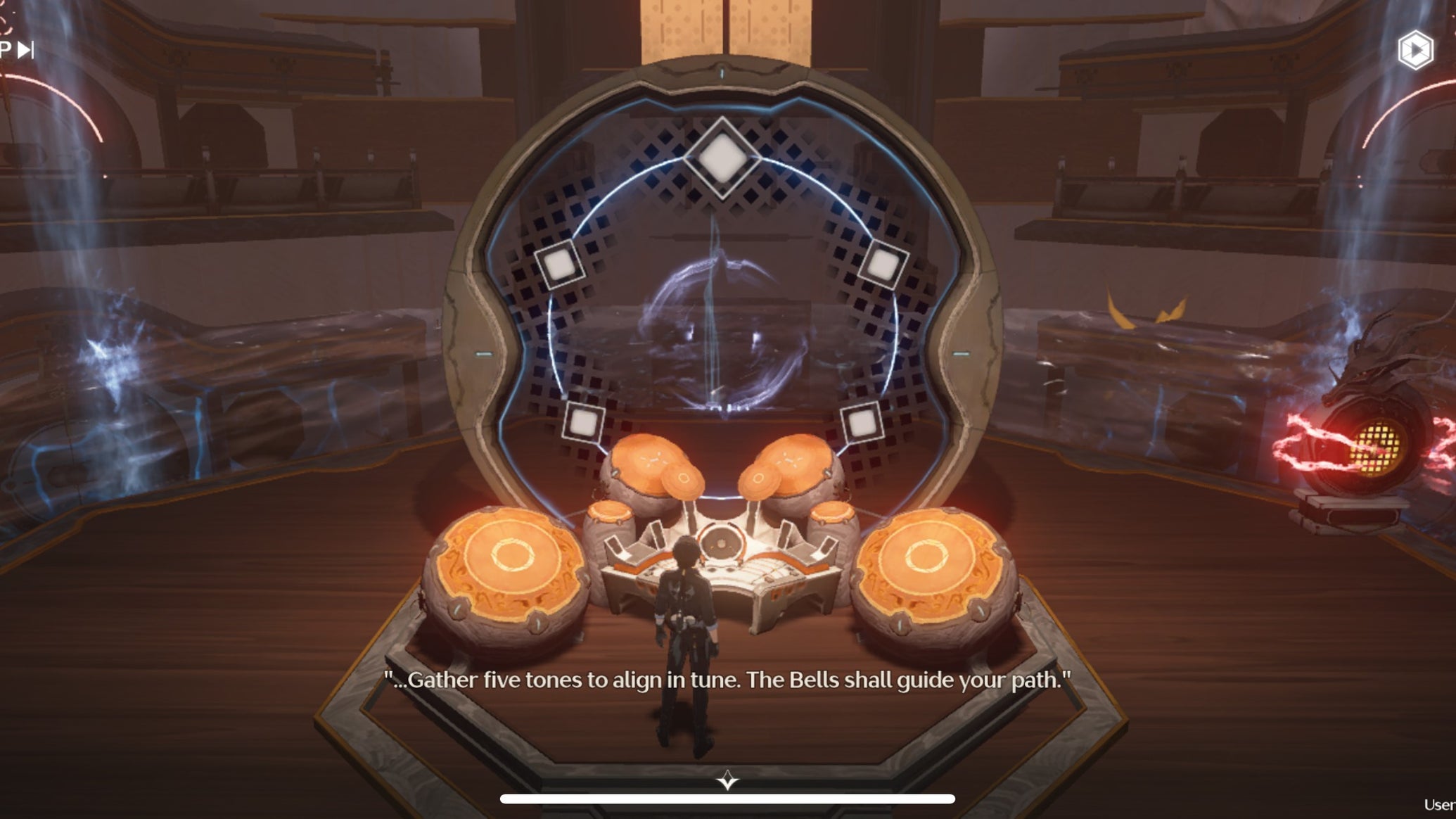 The Rover solving the Symphodai puzzle in the Clashing Blades quest in Wuthering Waves. - 1