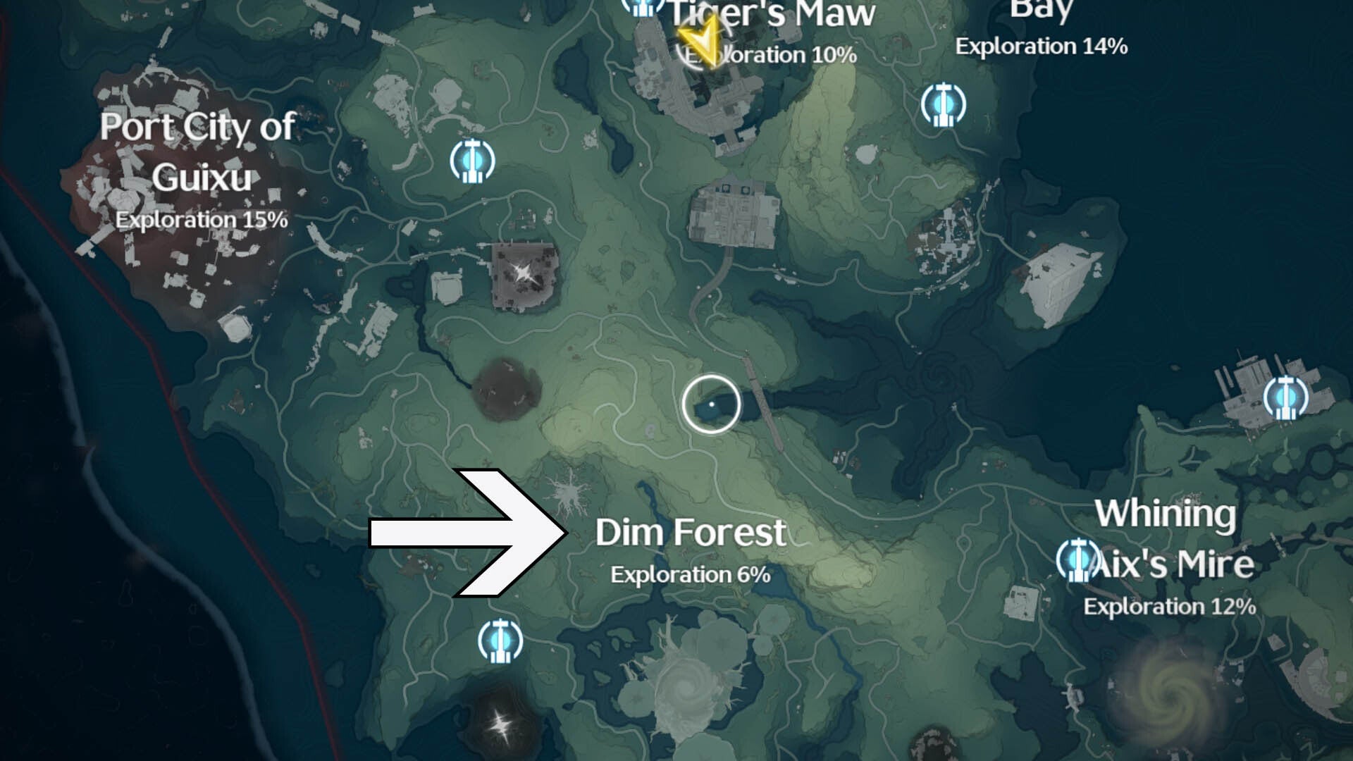 wuthering waves dim forest map location