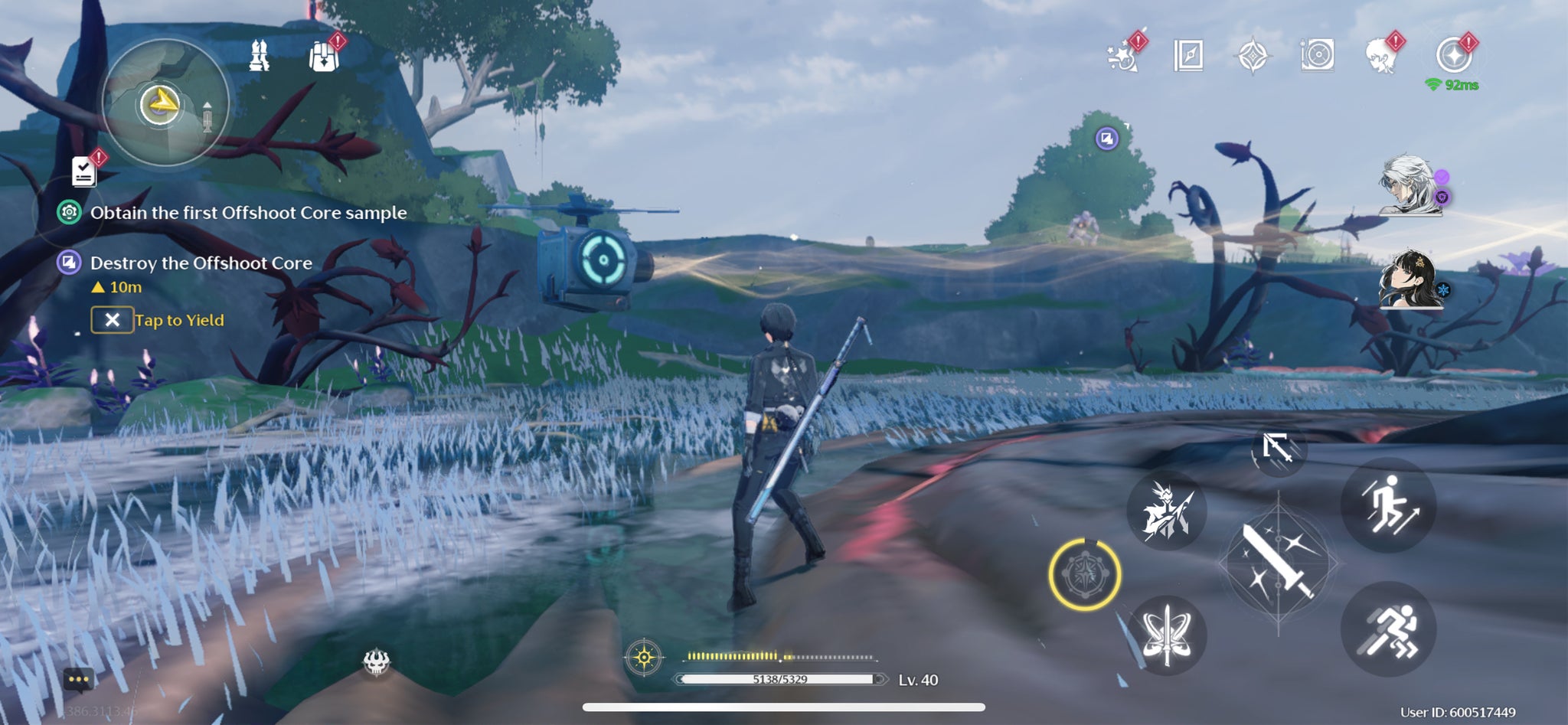 The Rover solving a puzzle to destroy an offshoot core in the When the Forest is No Longer Dim quest in Wuthering Waves. - 5