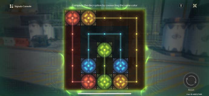 The second hacking puzzle solution in the Hidden Dangers in a Peaceful Life quest in Wuthering Waves.