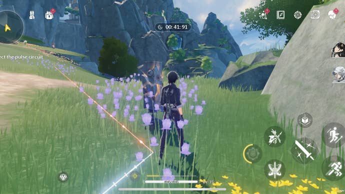 The Rover resetting pylons to repair the lighthouse in Wuthering Waves.