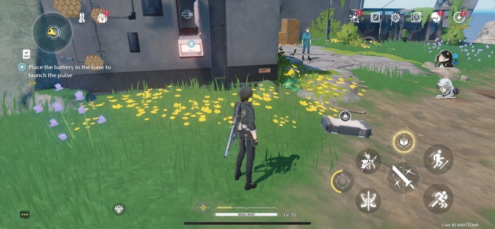 The Rover replacing a battery to repair the lighthouse in Wuthering Waves.