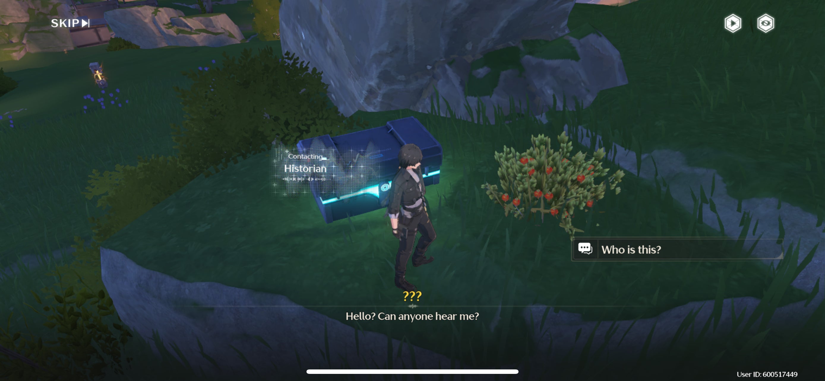 The Rover speaking to a researcher about repairing the lighthouse in Wuthering Waves.