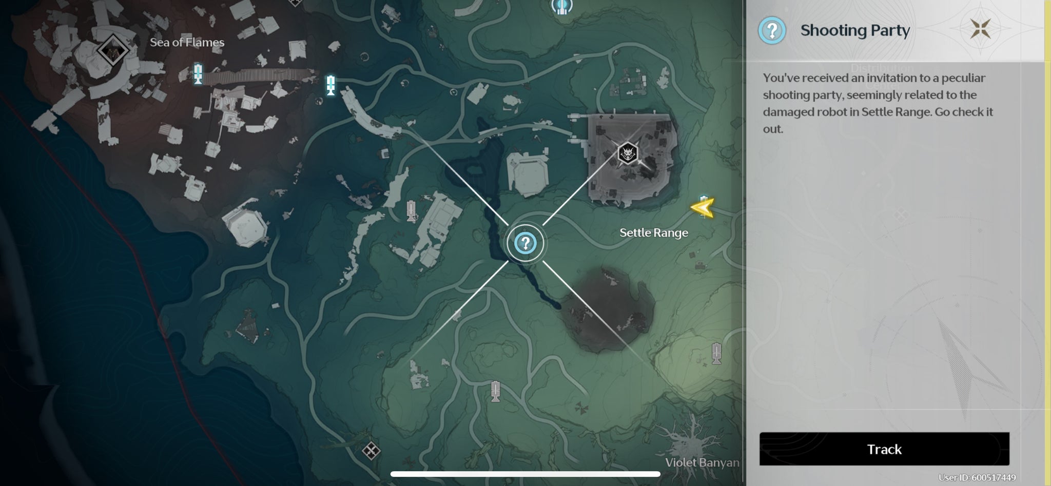 A map screen showing the location of the Shooting Game quest in Wuthering Waves. - 4