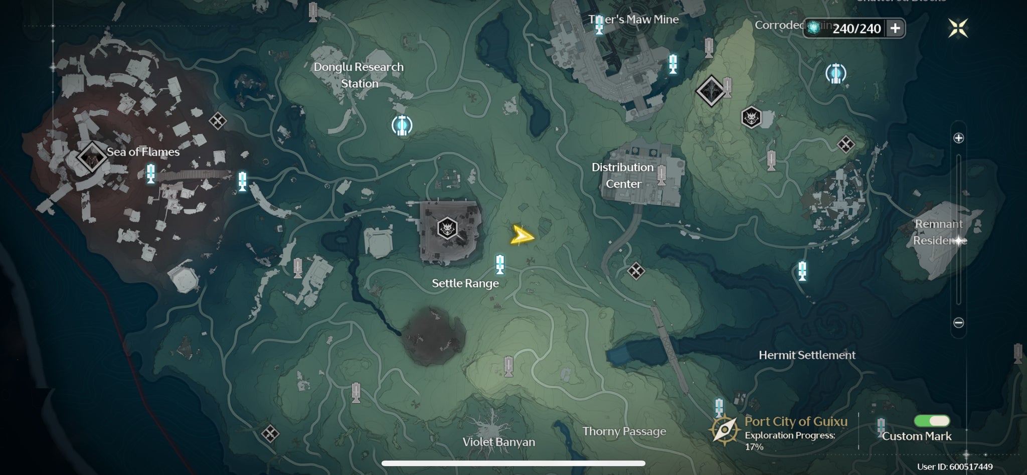 A map screen showing the location of the broken robot in Wuthering Waves. - 8