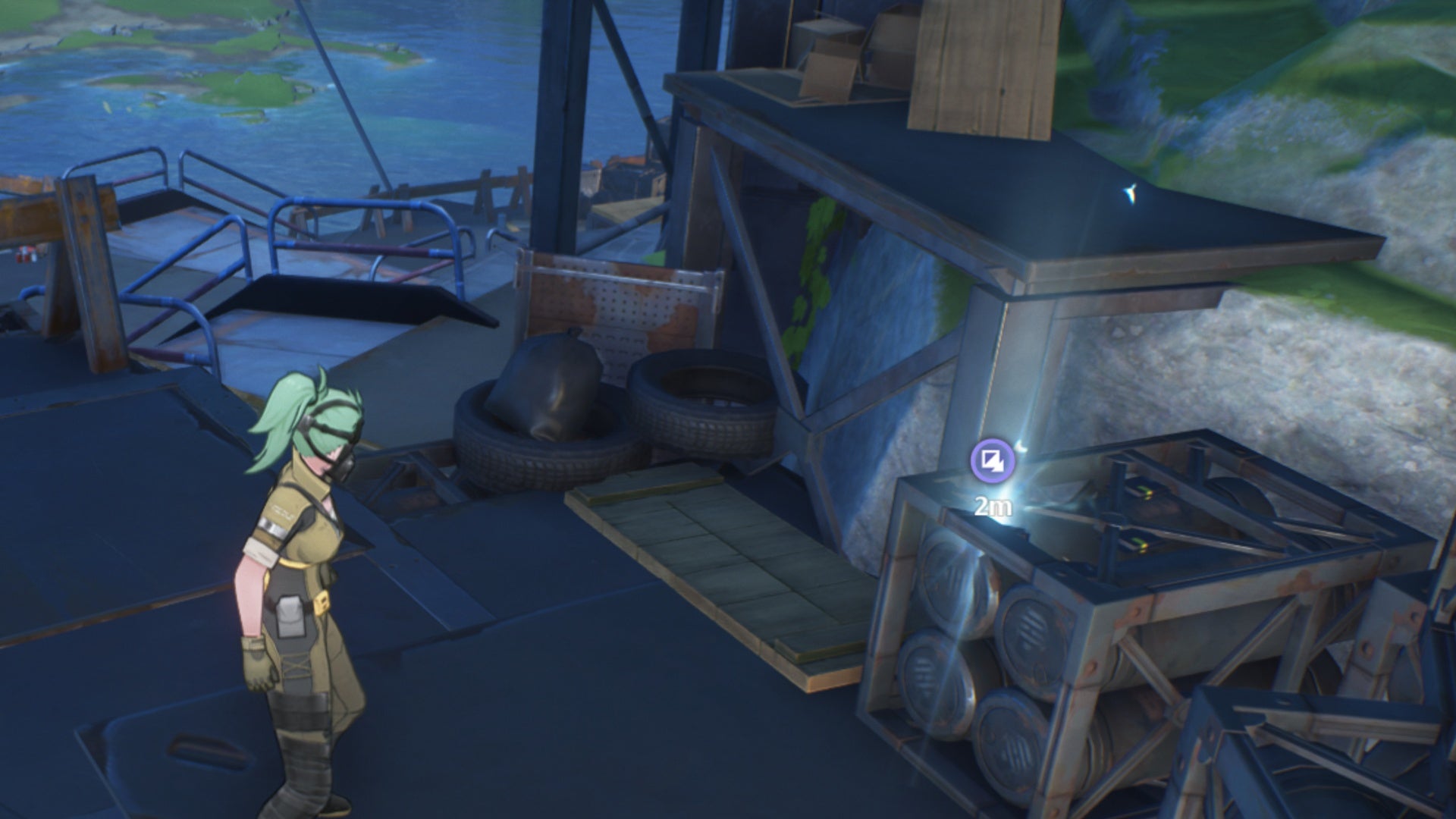 wuthering waves rover facing terminal on box at exile camp