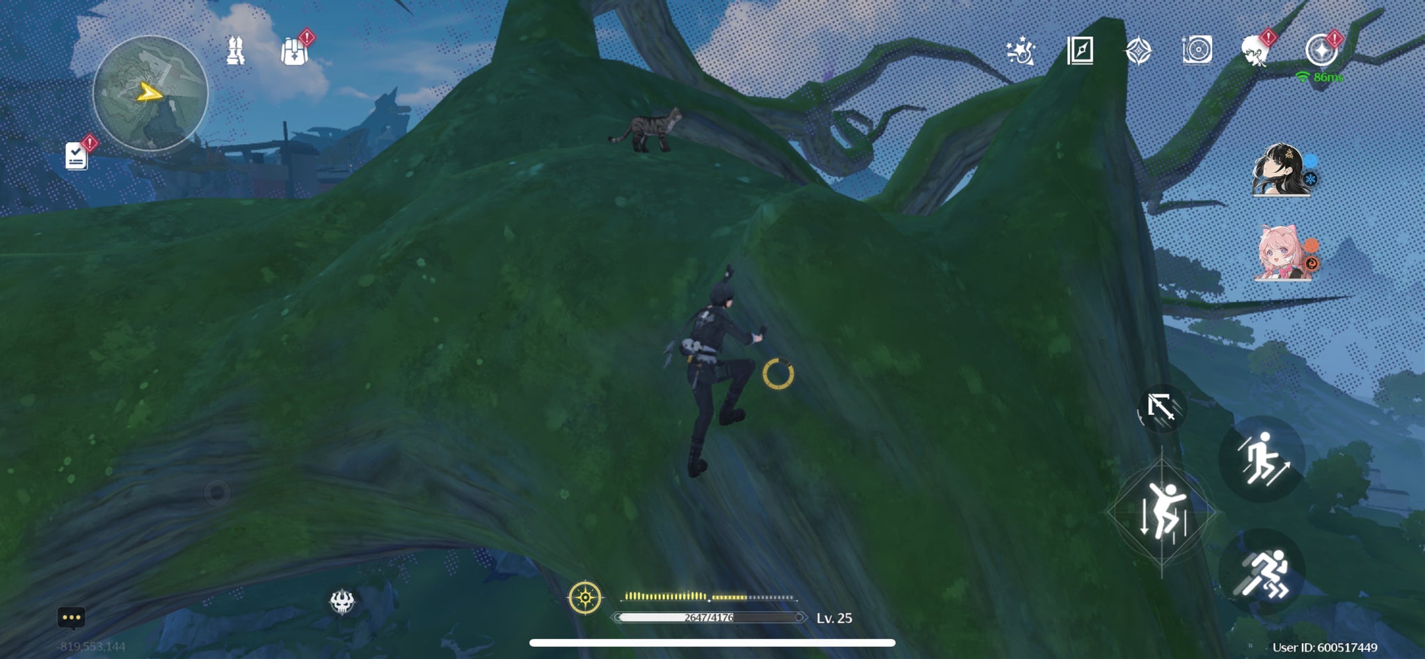 The Rover climbing a tree to reach Lulu the cat in Wuthering Waves. - 5