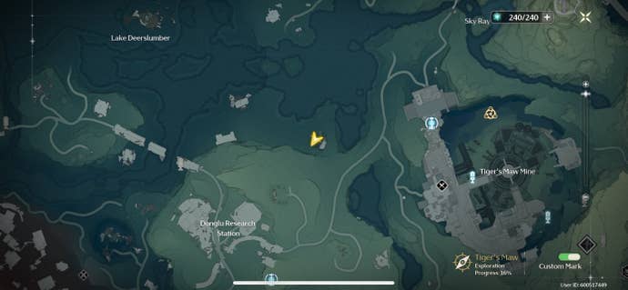 A map screen showing the location of the Scorpion’s Nest inside the Donglu Research Station in Wuthering Waves.