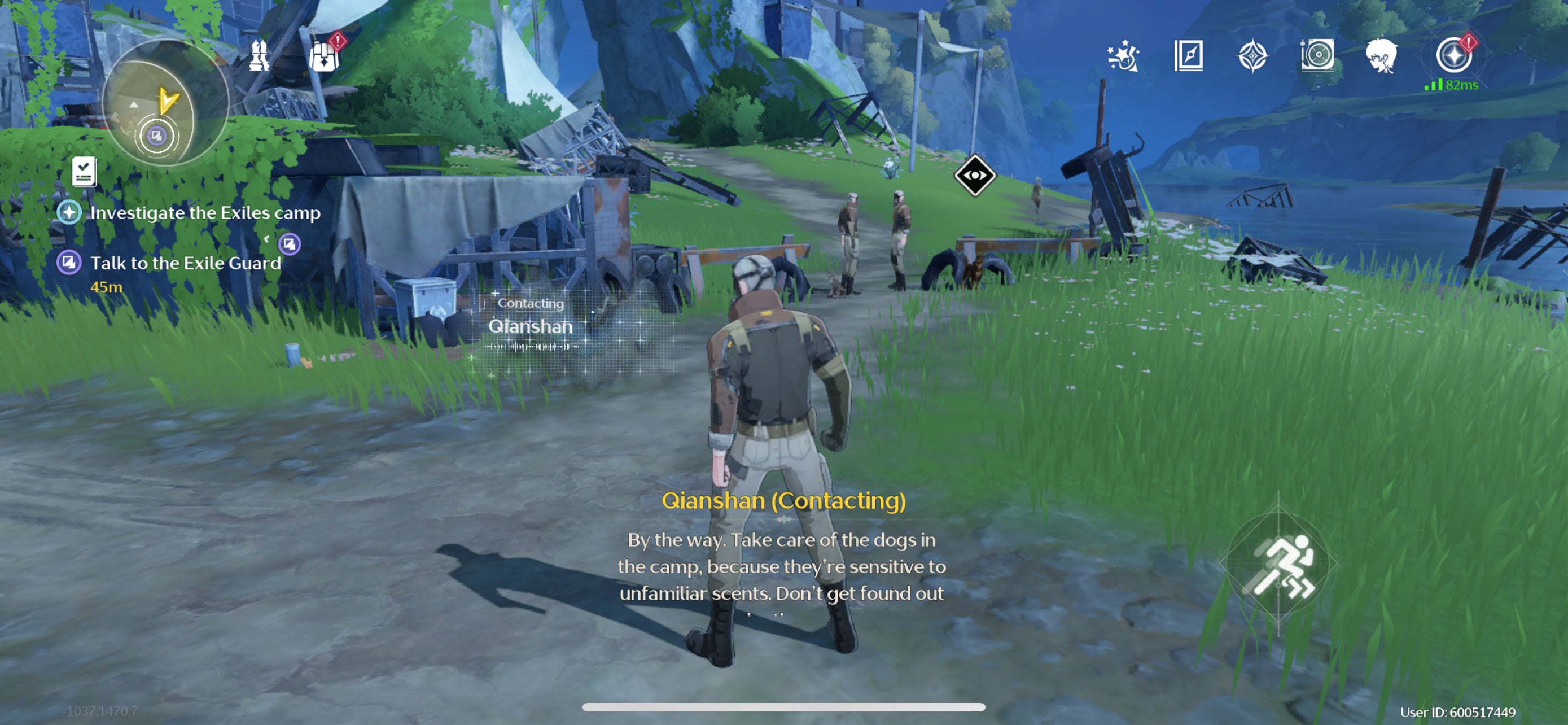 The Rover disguised as an Exile avoiding guard dogs during the Secret Investigation in Wuthering Waves.