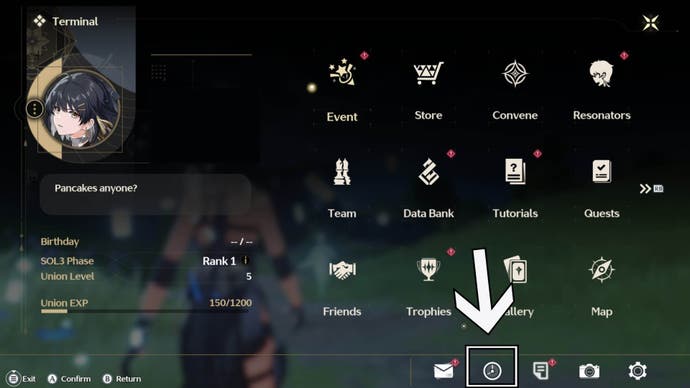 Wuthering Waves set location of marked time panel icon in pause menu