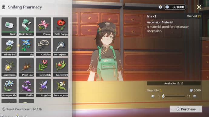 wuthering waves shifang pharmacy shop menu