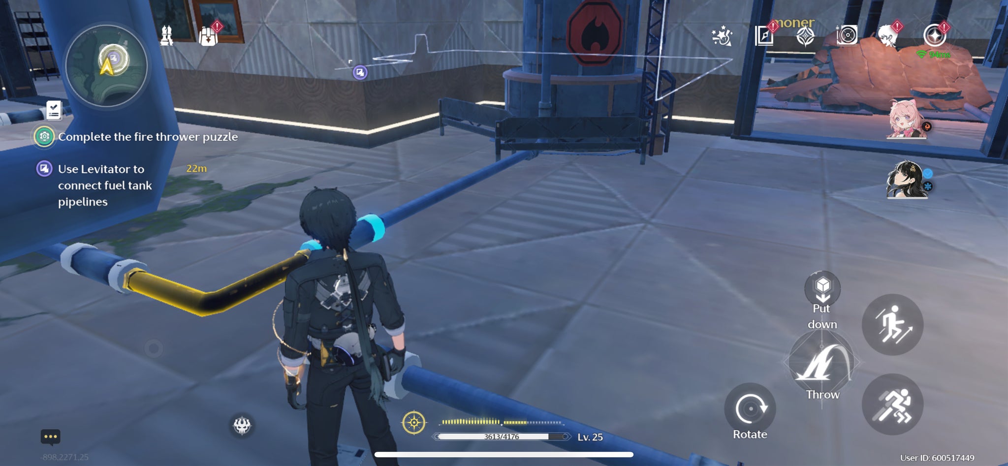 The Rover placing the fourth pipe to solve the flamethrower puzzle in Wuthering Waves. - 10