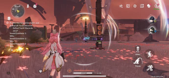 Encore throwing an explosive spear during the We Promise, We Deliver quest in Wuthering Waves.