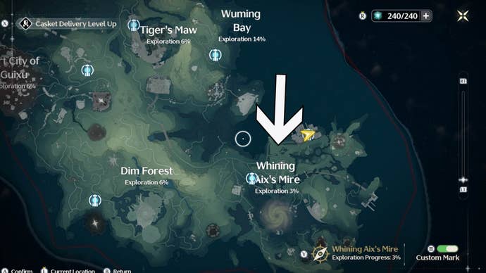 wuthering waves whining aix’s mire map location