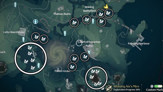 wuthering waves whining aix's mire iris map locations