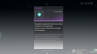 A detailed description in the in-game menu of Waveplates in Wuthering Waves and an image to accompany the item.