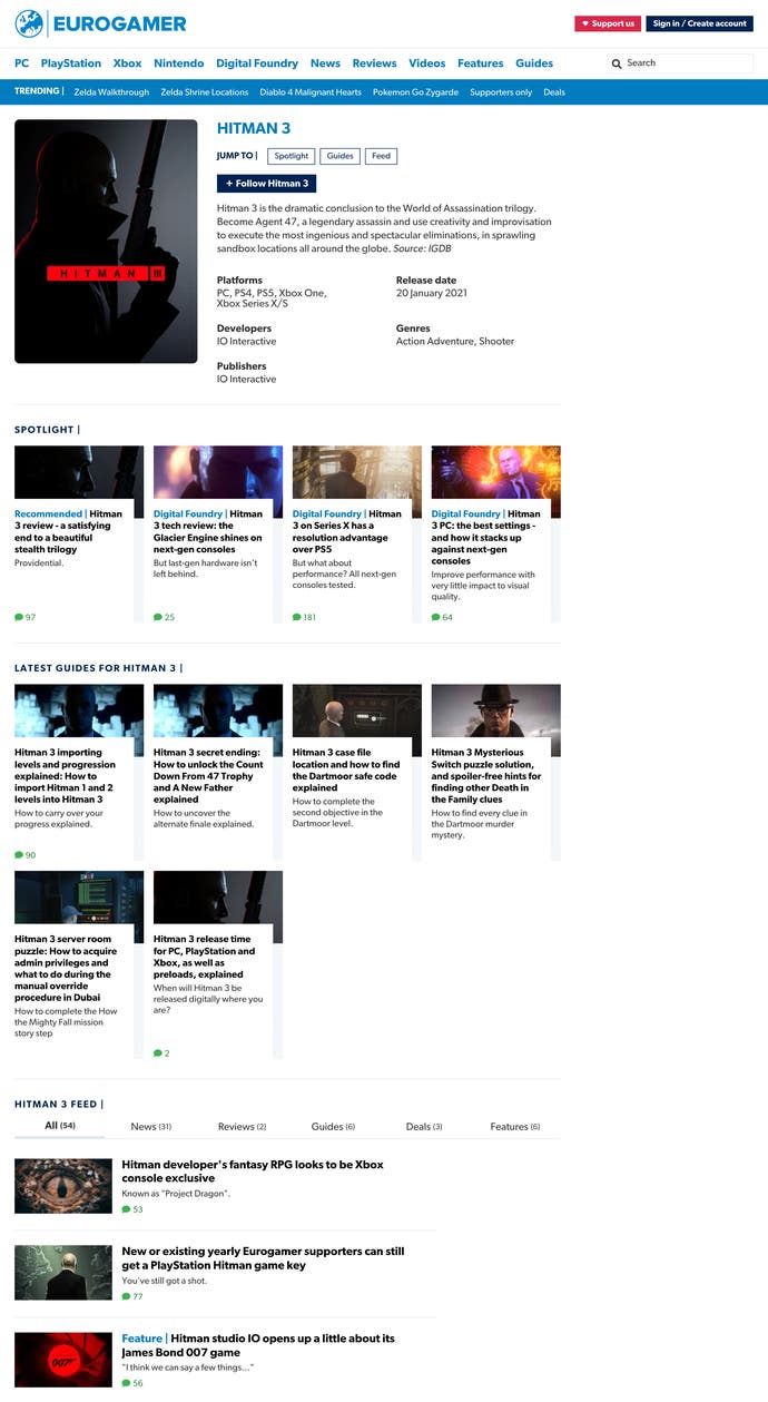 An example of our shiny new game pages.