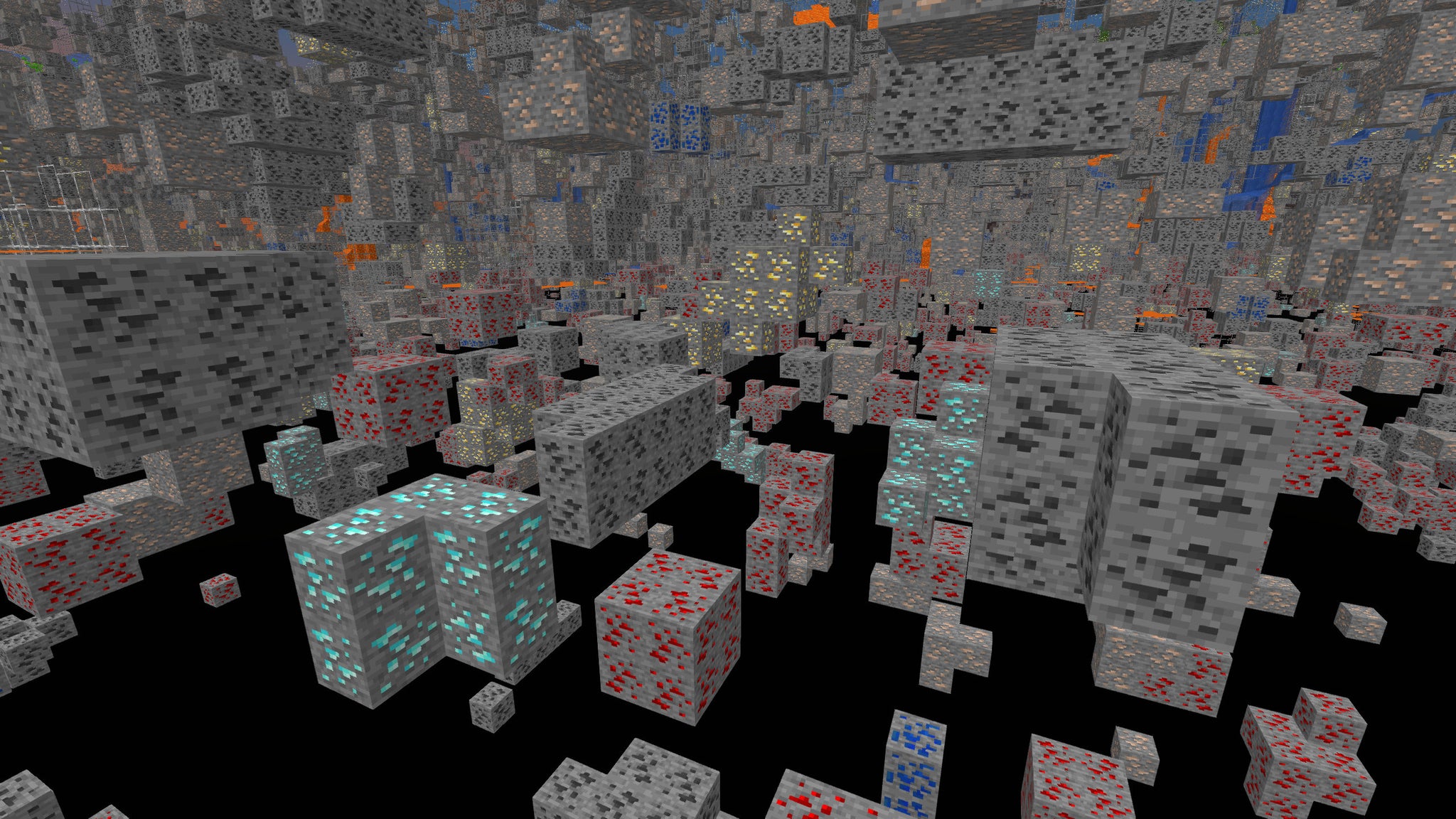 A Minecraft screenshot of a landscape displayed using the Xray Ultimate Texture Pack. - 21
