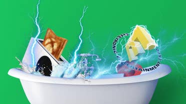 An Xbox toaster plunges into a bath, electrifying the E3 logo