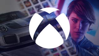Joanna Dark, a Ferrari, and the Xbox logo overlaid against a grid of Xbox games.
