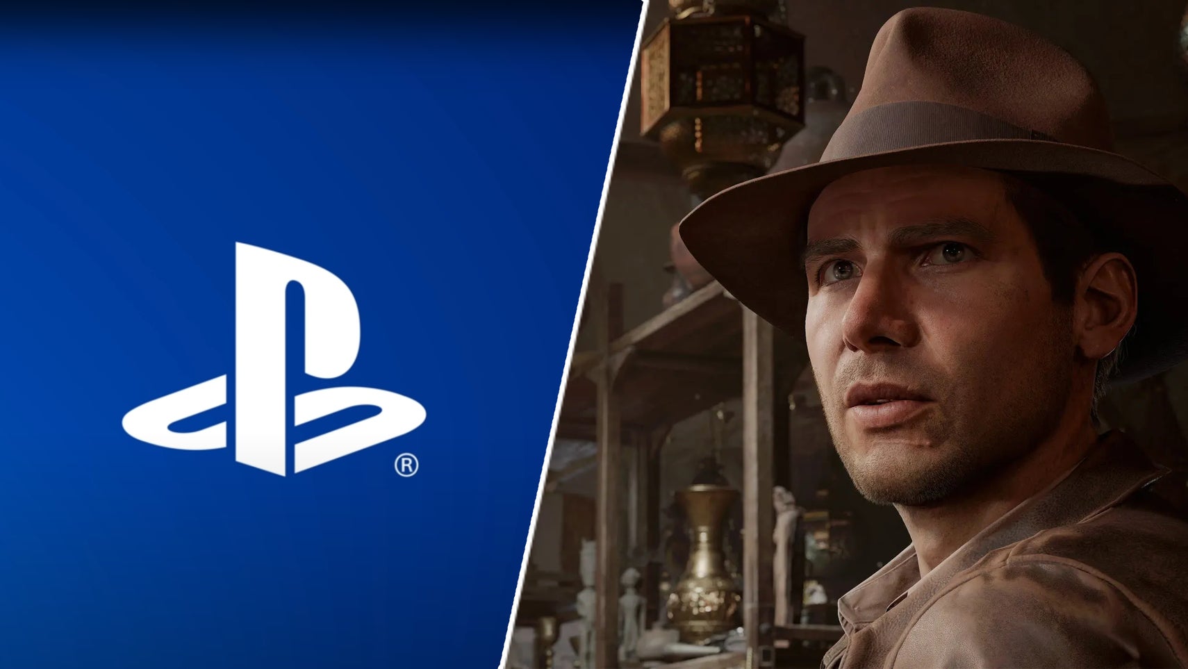 Indiana Jones opposite a PlayStation logo. - 1