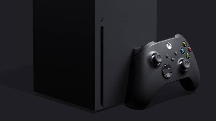 A close-up of the Xbox Series X and an official controller.