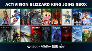A collage of box art for Activision Blizzard and Microsoft titles with the line "Activision Blizzard King Joins Xbox" above it