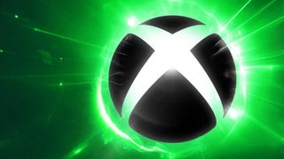 The Xbox logo on a post. An X is carved out of a sphere and it's radiating a radioactive green glow.